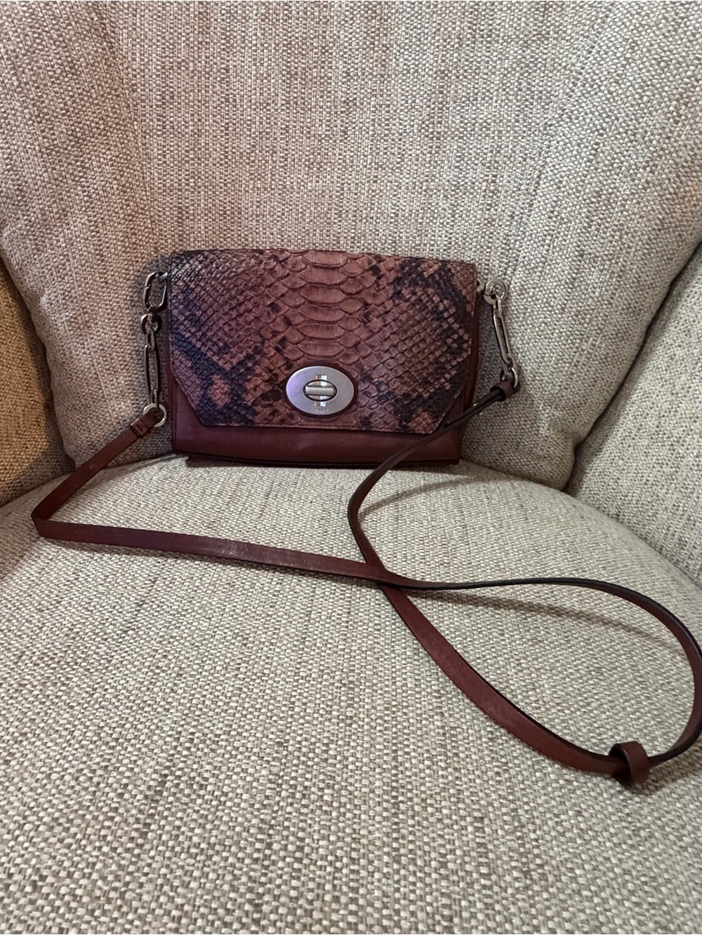 Coach Crosstown Crossbody Turnlock Python Embossed
